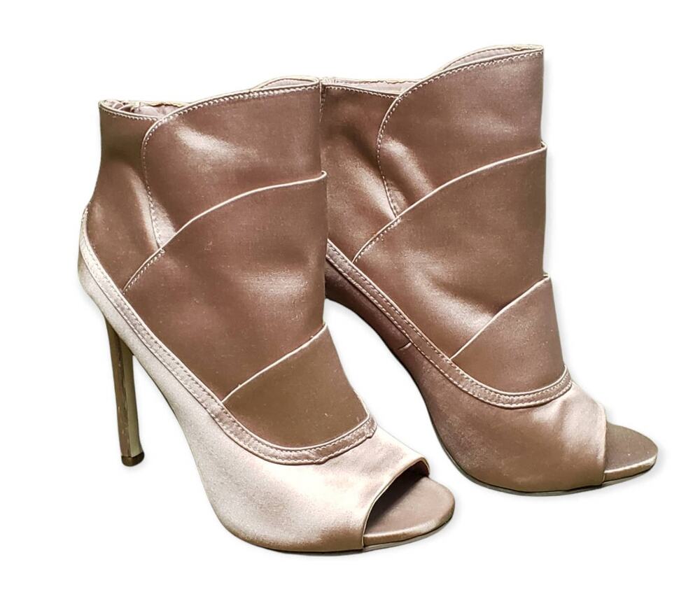 Shoe Dazzle Pink Jo Jo Mid Calf Zip Up High Heel Ankle Booties - Size 7.5